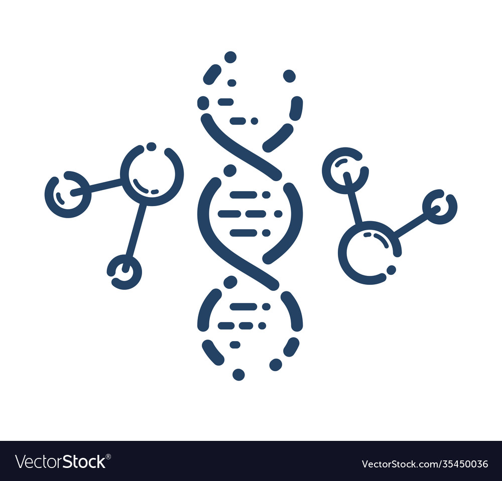 Dna Strand Simple Linear Icon Science Biology Vector Image