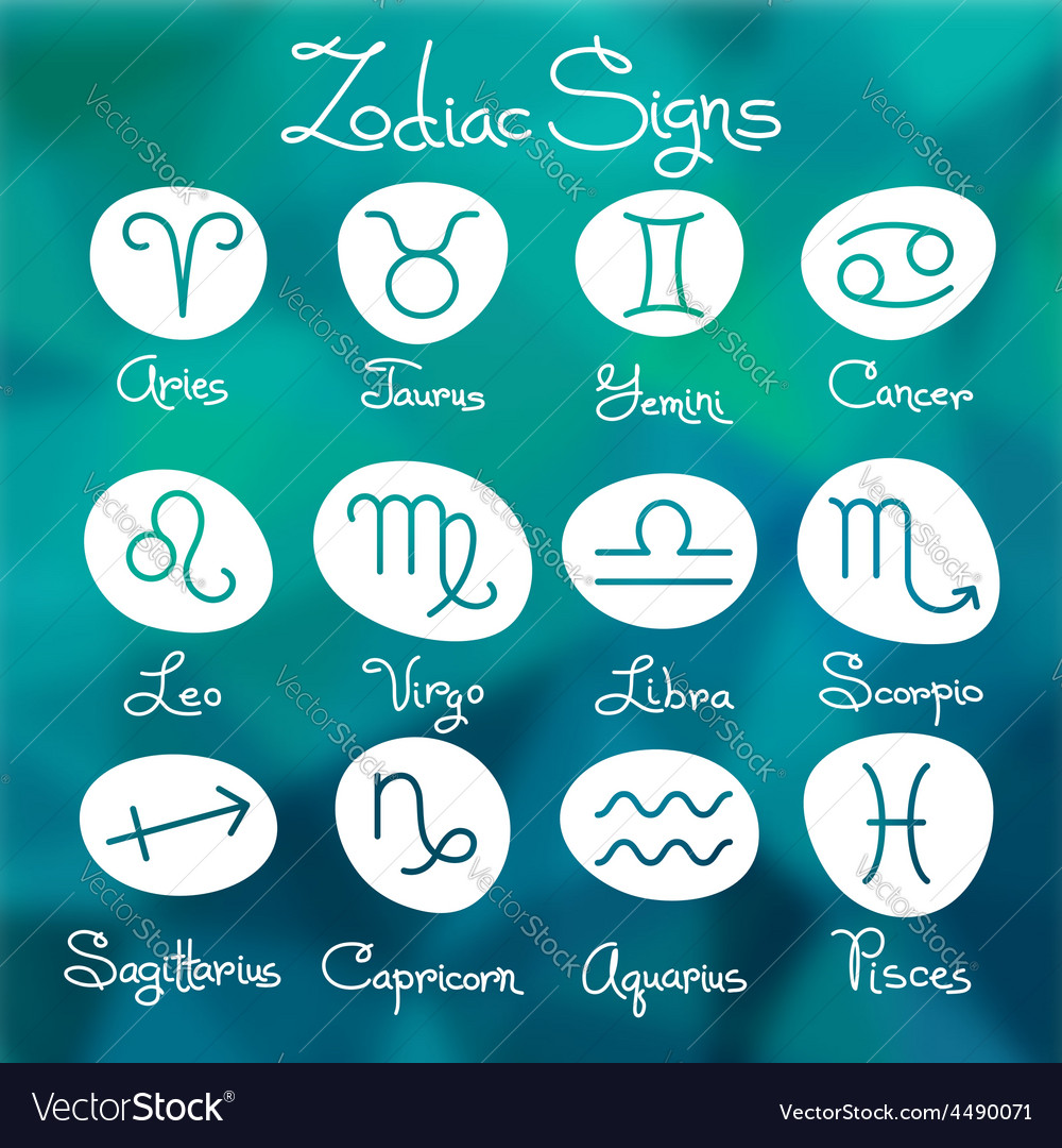 Set Of Simple Zodiac Signs With Captions Vector Image