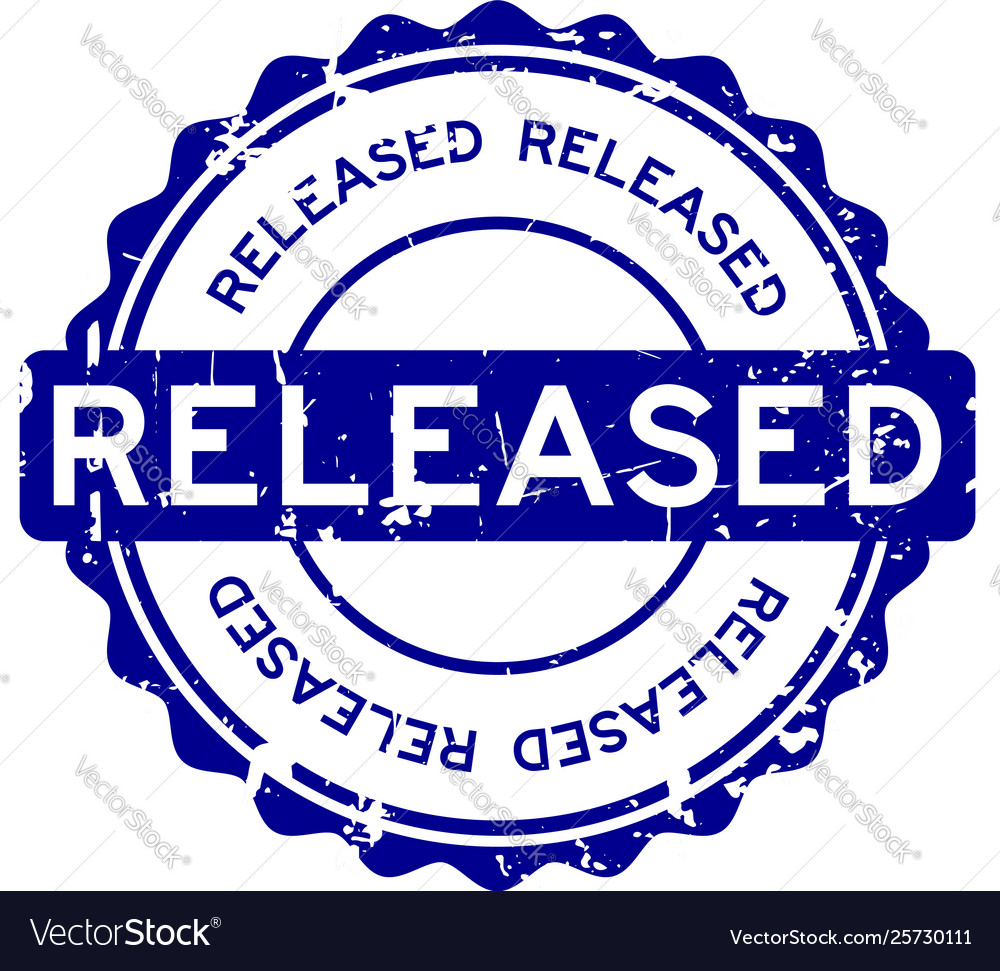 Grunge Blue Released Round Rubber Seal Stamp Vector Image