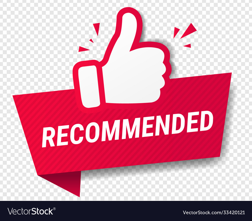 Red Banner Recommended With Thumbs Up Transparent Vector Image