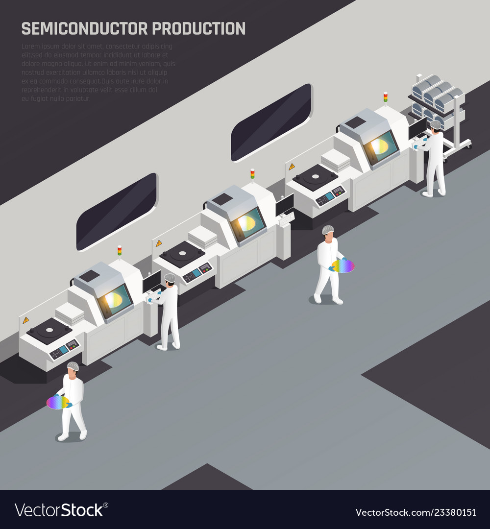 Semiconductor Production Isometric Background Vector Image