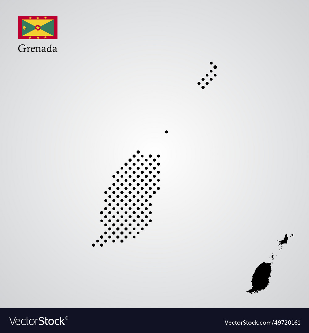 Grenada Map Silhouette Halftone Style Royalty Free Vector