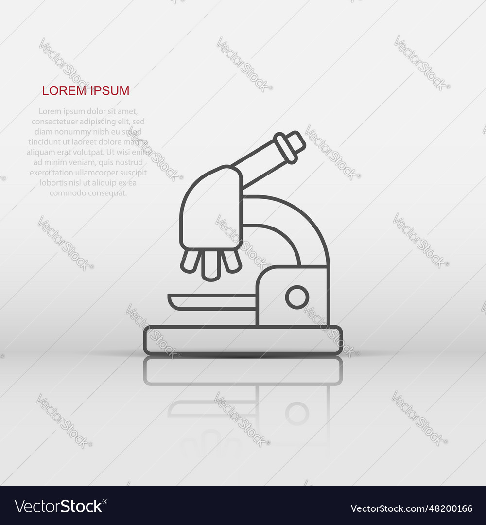 Microscope Icon In Flat Style Laboratory Vector Image