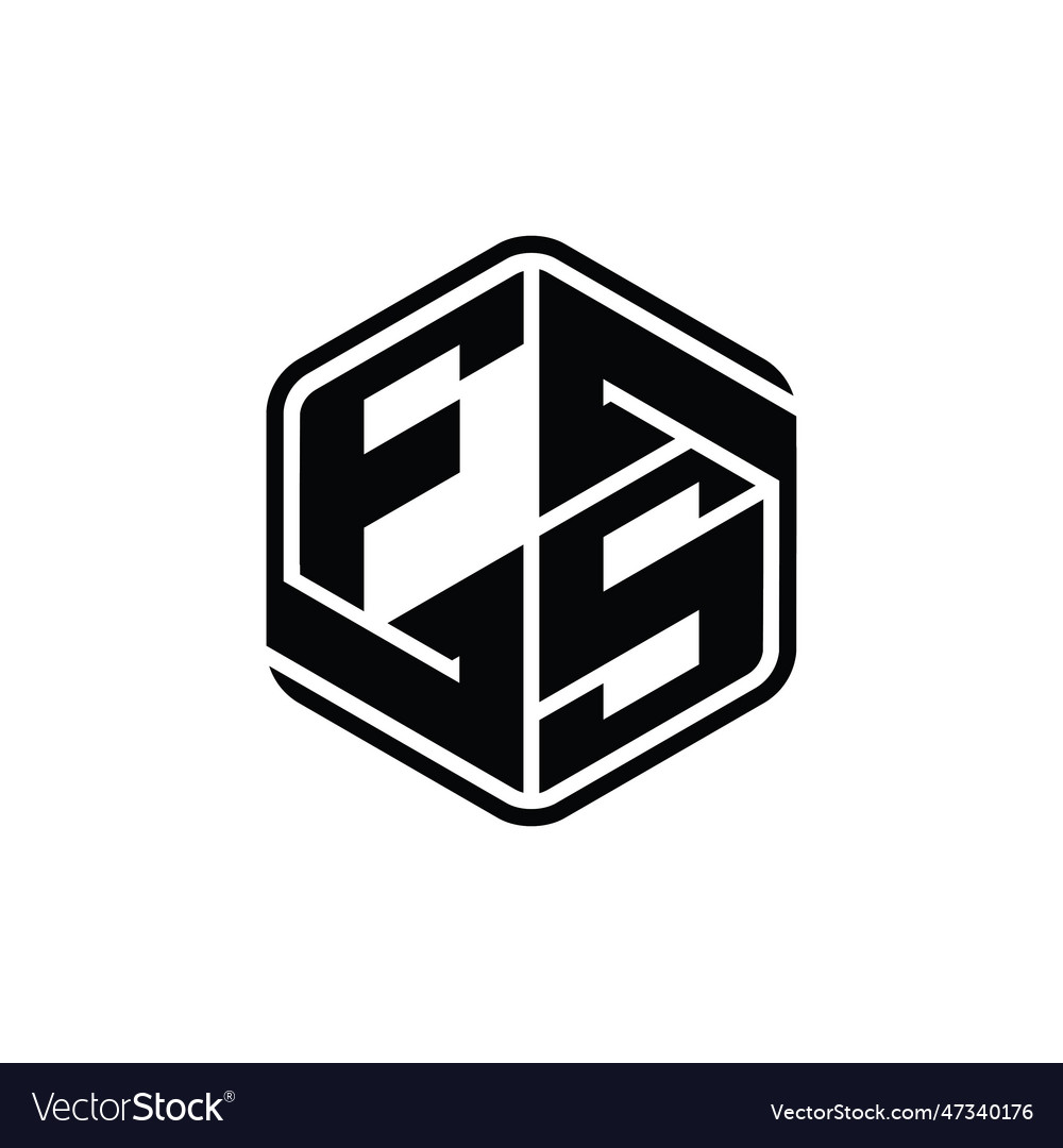 Fs Logo Monogram Hexagon Shape With Ornament Vector Image