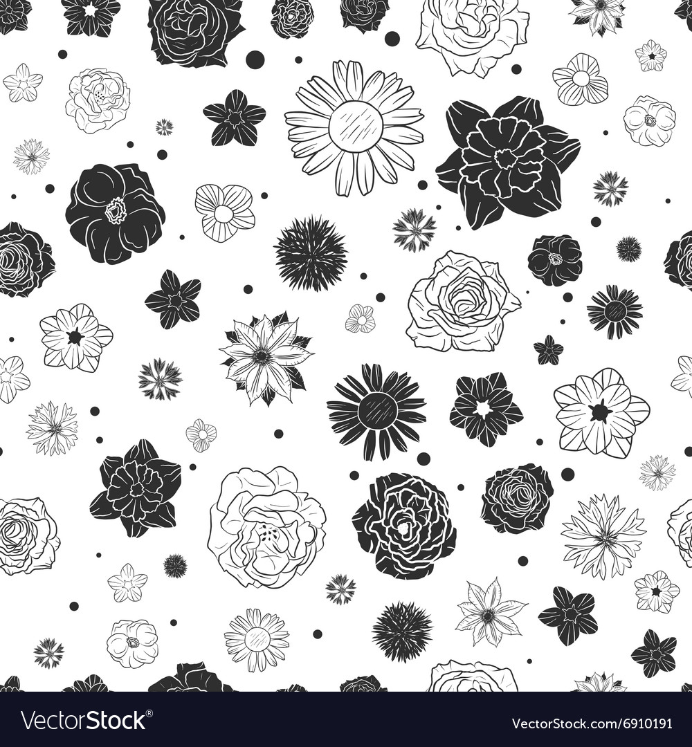 Hand Drawn Floral Doodle Background Abstract Vector Image