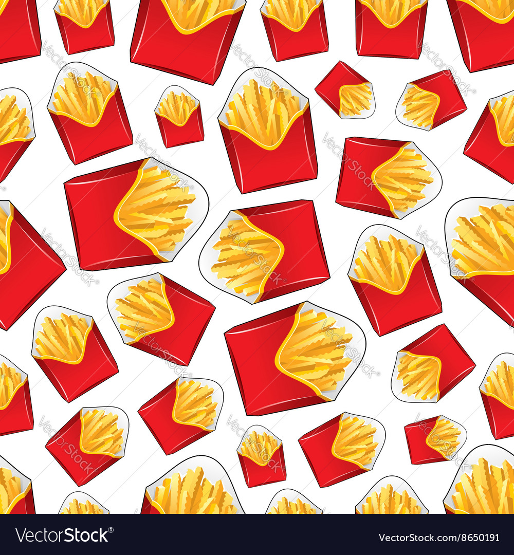 Seamless Takeaway Boxes Of French Fries Pattern Vector Image