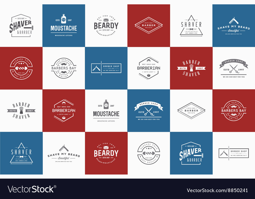 Set Of Barber Shop Elements And Shave Icons Vector Image