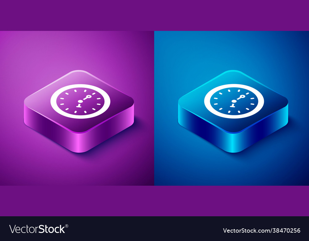 Isometric Clock Icon Isolated On Blue And Purple Vector Image