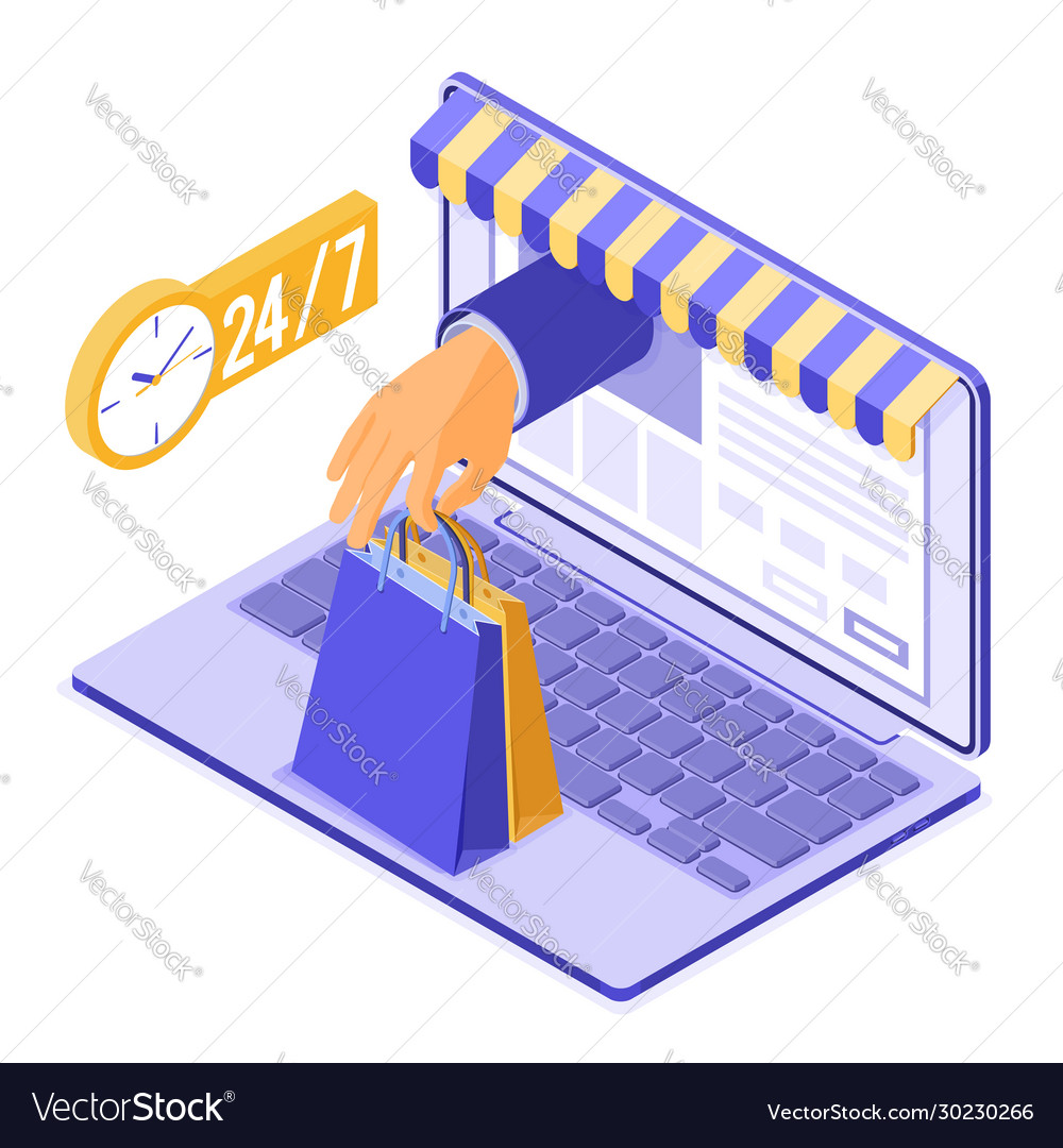 Isometric Online Internet Shopping Royalty Free Vector Image