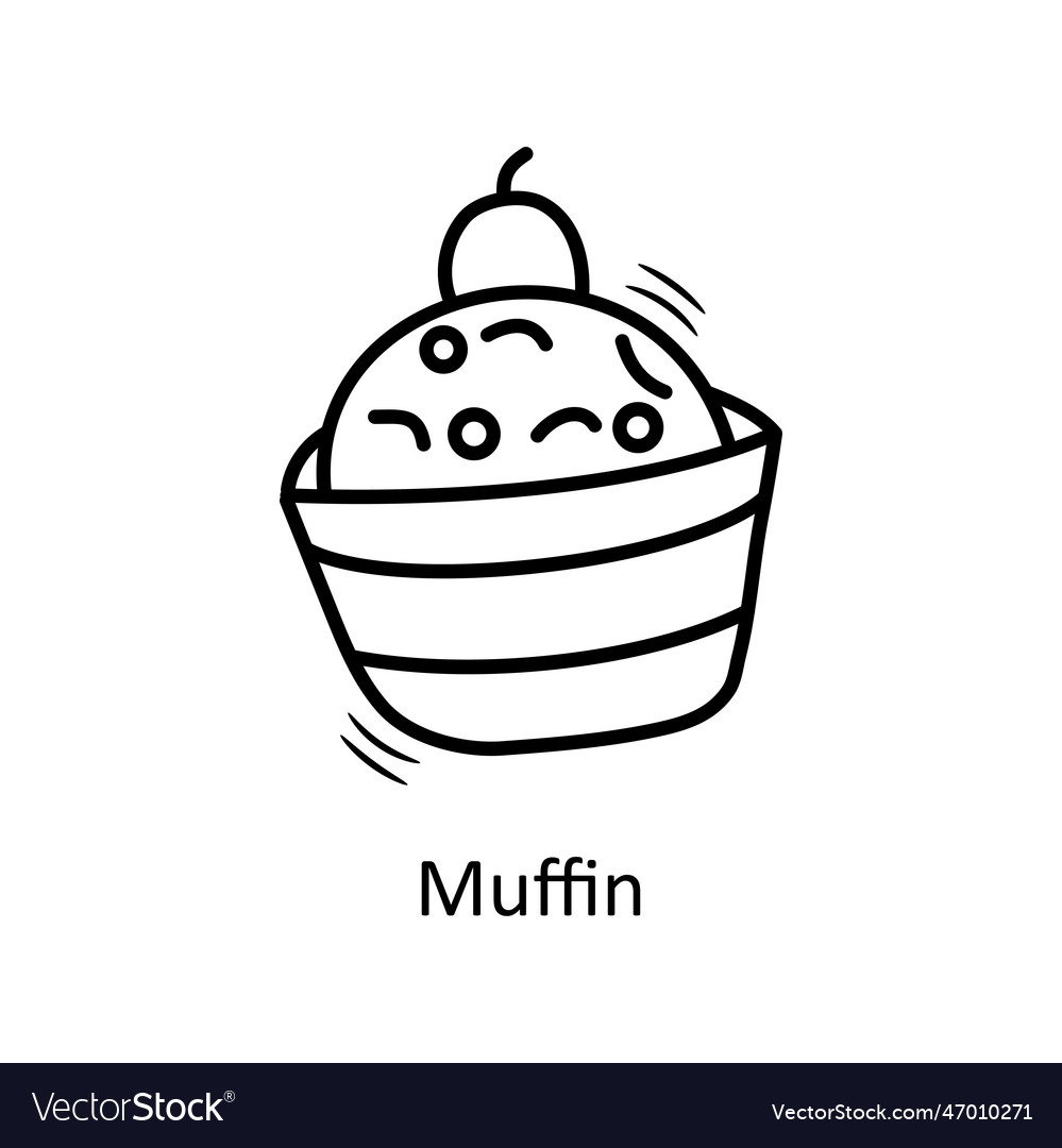 Muffin Outline Icon Design Ch Royalty Free Vector Image