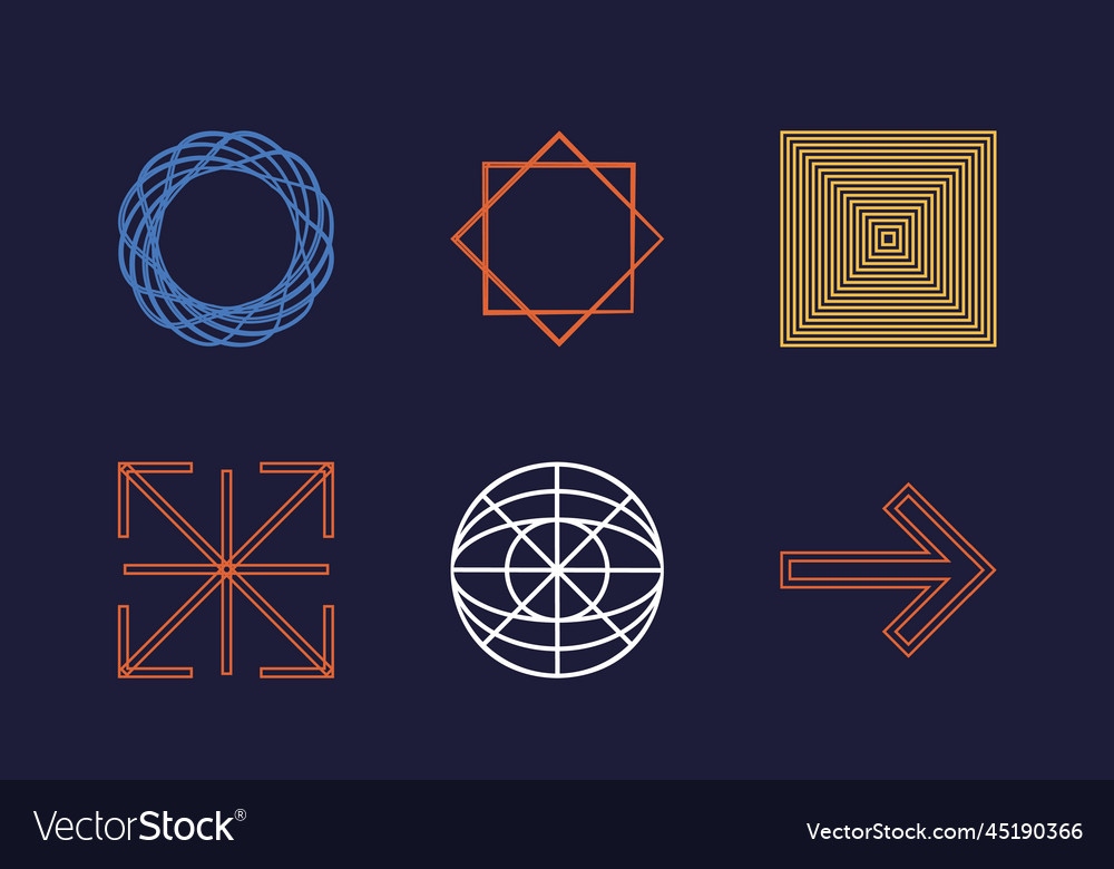 Set Of Y2k Rave Psychedelic Retro Royalty Free Vector Image