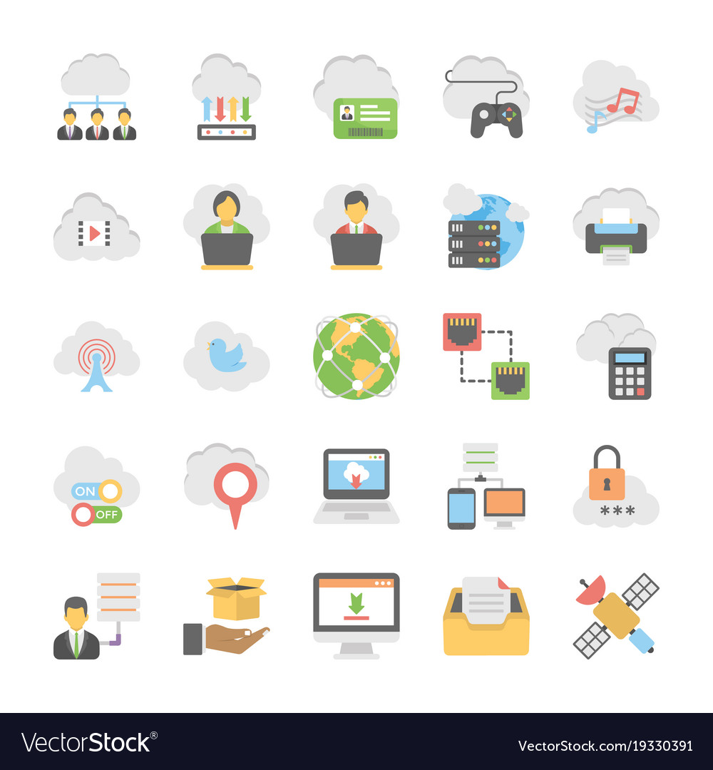 Cloud Computing Icons Set Royalty Free Vector Image