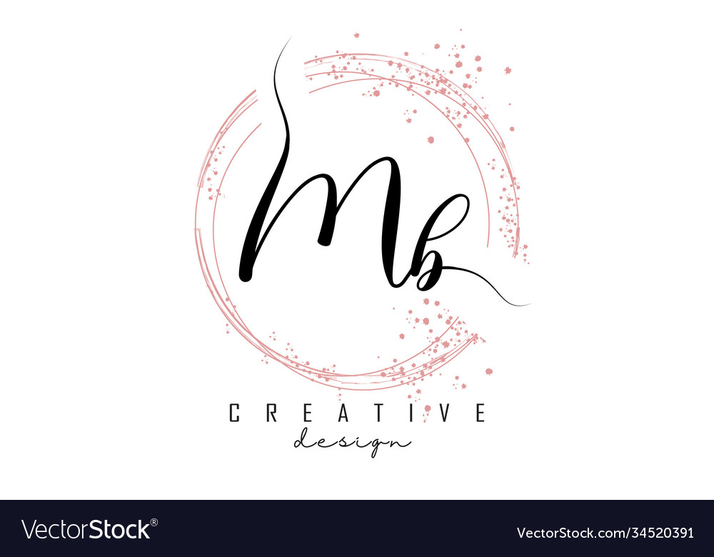 Handwritten Mb M B Letter Logo With Sparkling Vector Image