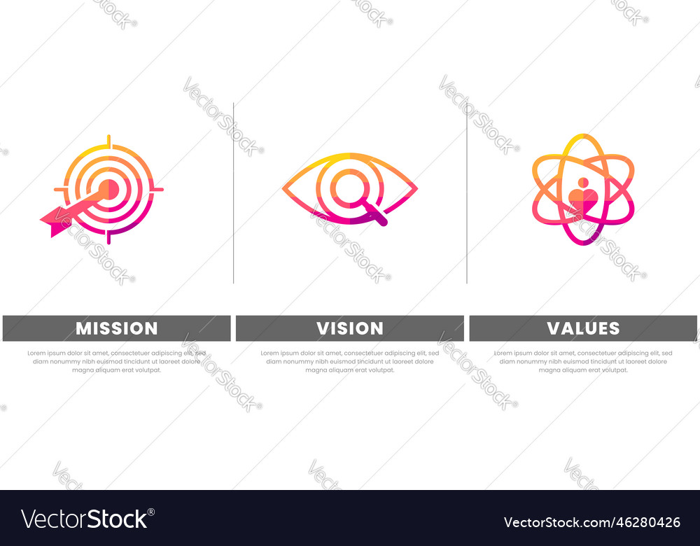 Mission Vision Values Infographic Banner Template Vector Image