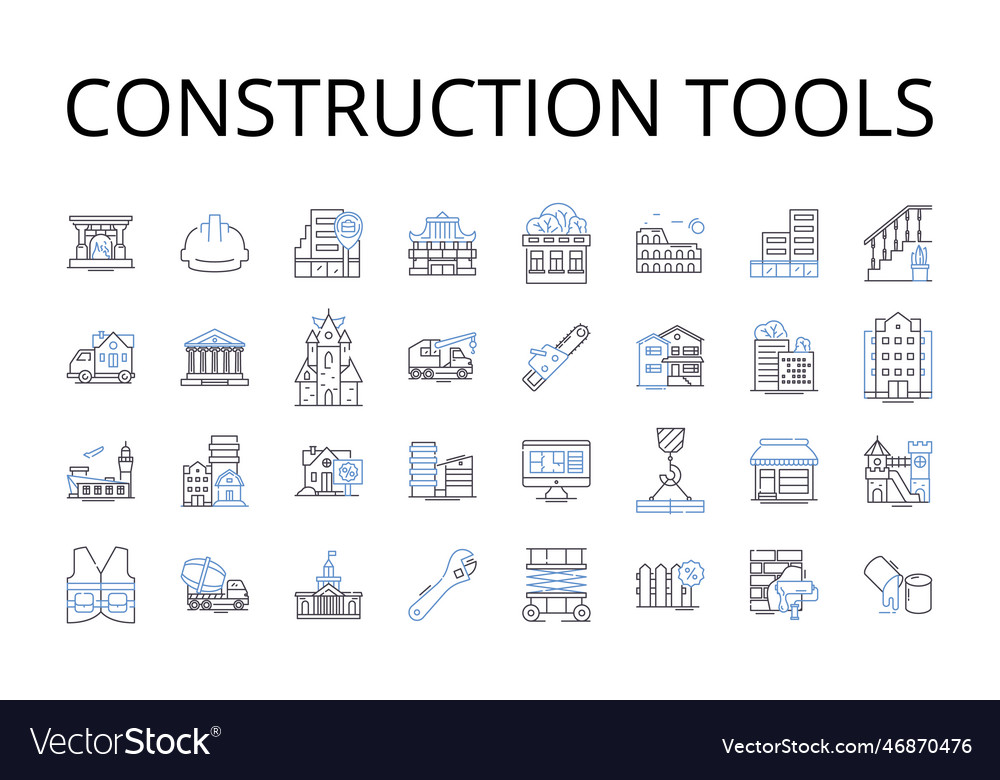 Construction Tools Line Icons Collection Vector Image