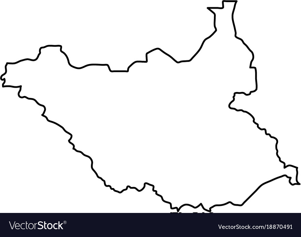 South Sudan Map Of Black Contour Curves On White Vector Image