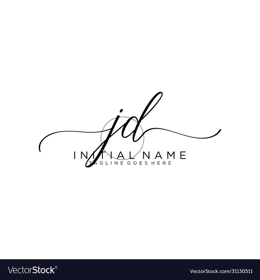 Jd Initial Handwriting Logo With Circle Template Vector Image