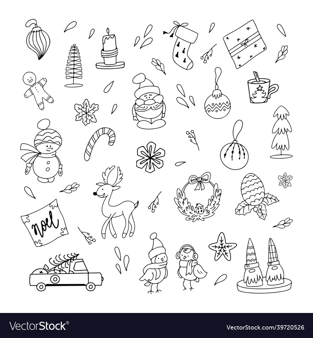 Christmas Doodles Set Royalty Free Vector Image