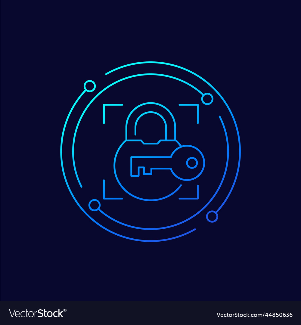 Lock And Key Security Line Icon Royalty Free Vector Image