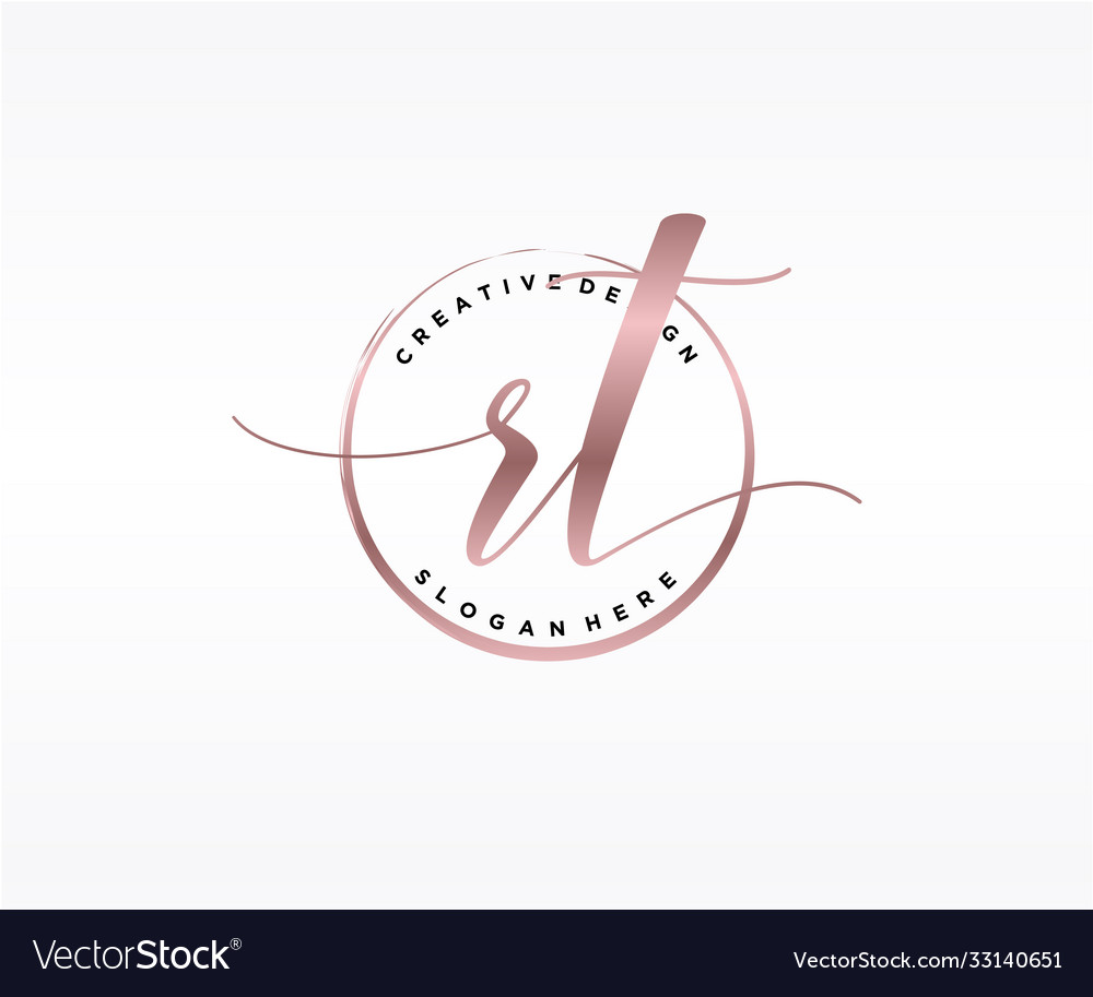 Initial Rt Handwriting Logo With Circle Template Vector Image