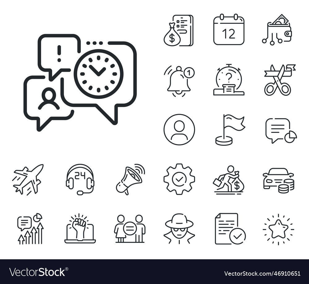 Time Management Line Icon Clock Sign Watch Vector Image