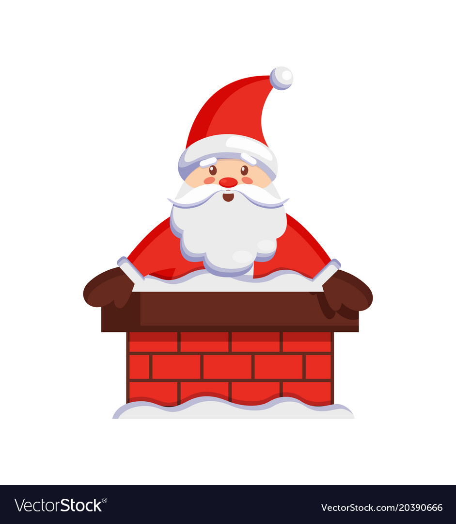 Santa Claus In Chimney Icon Royalty Free Vector Image