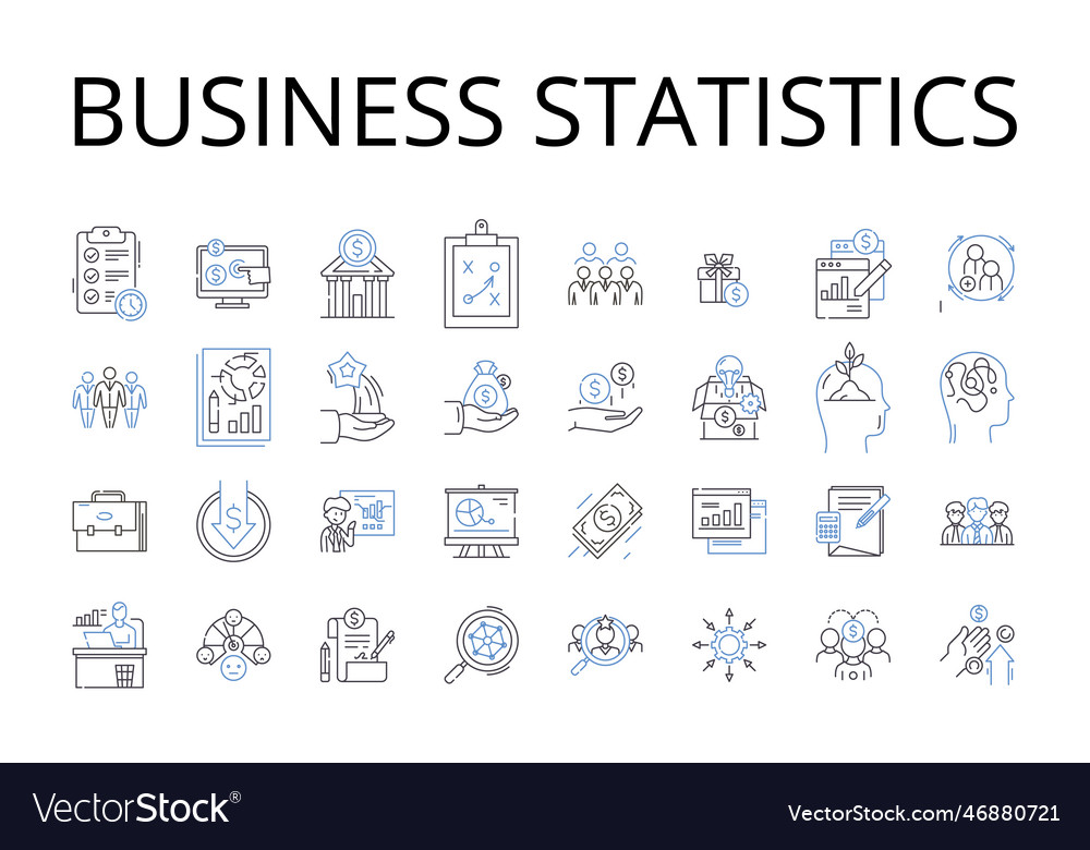 Business Statistics Line Icons Collection Social Vector Image