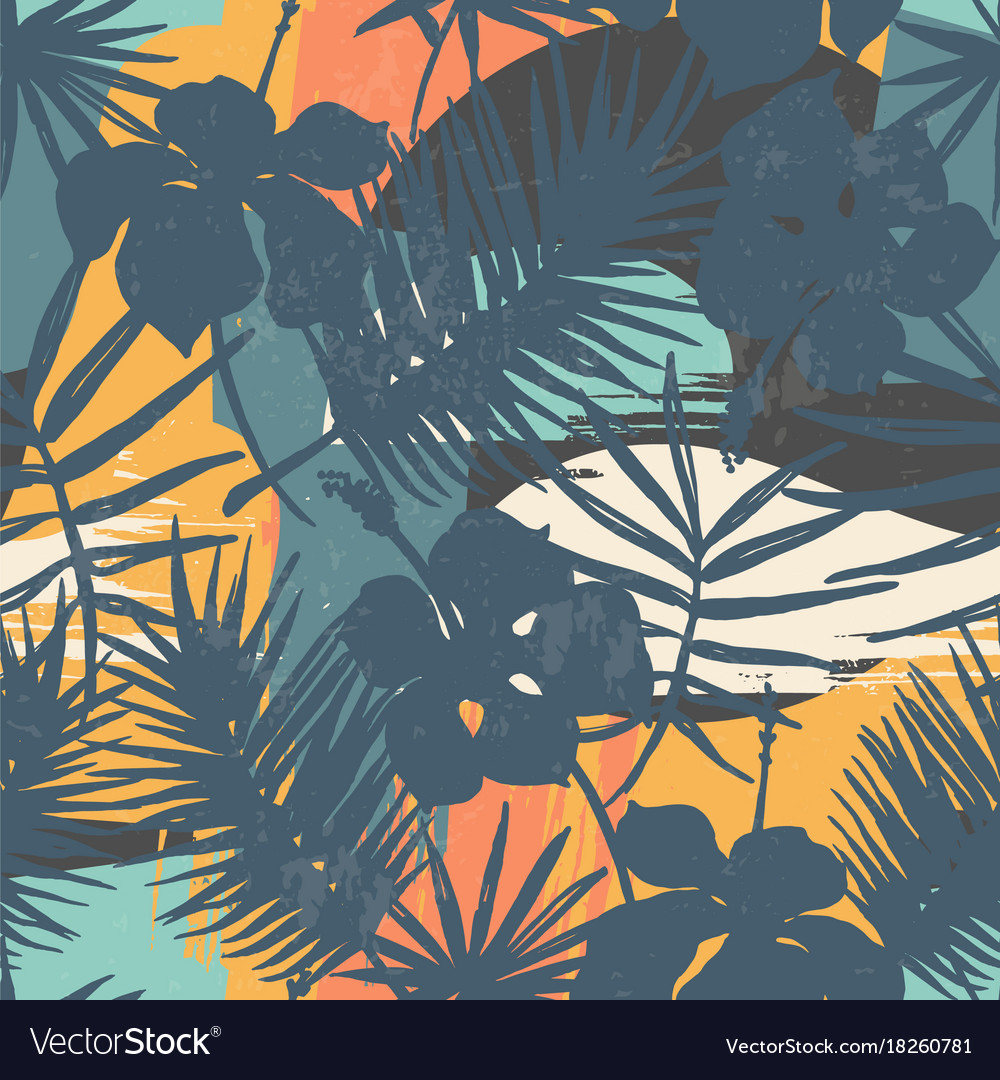 Seamless Exotic Pattern With Tropical Plants Vector Image