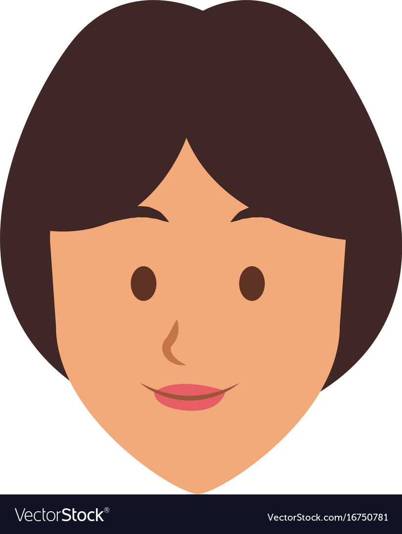 Woman Face Smile Expression Cartoon Character Vector Image