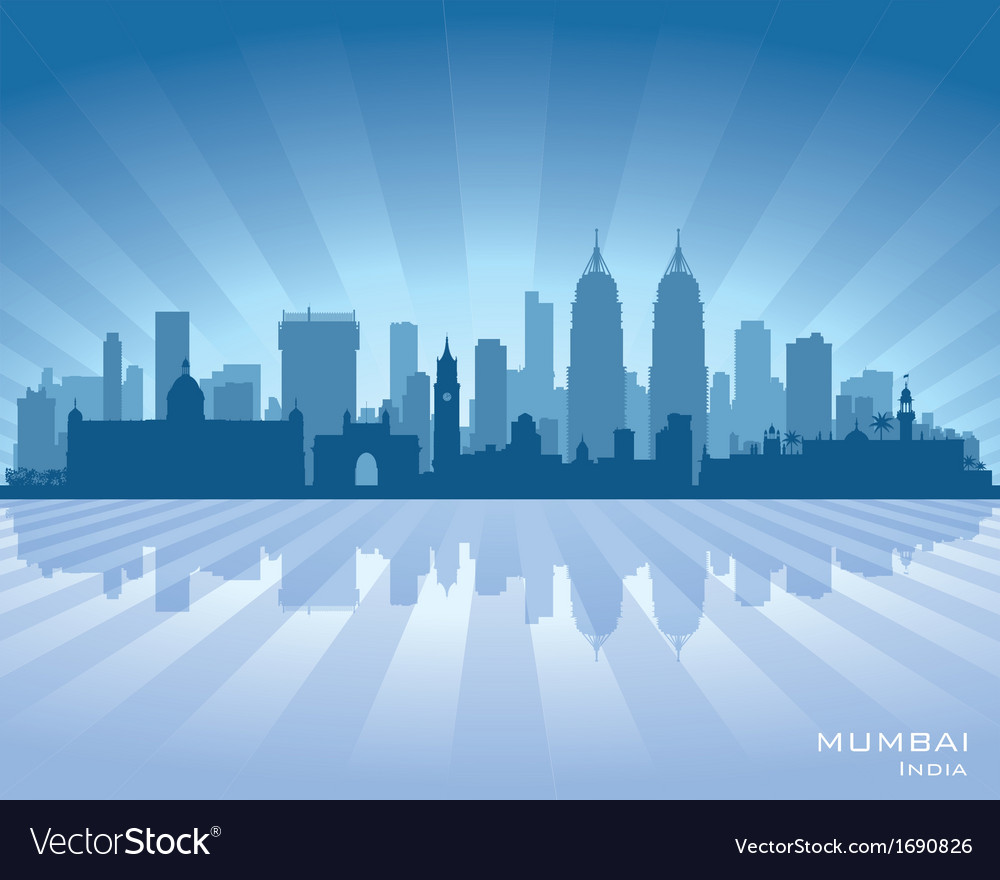 Mumbai India City Skyline Silhouette Royalty Free Vector