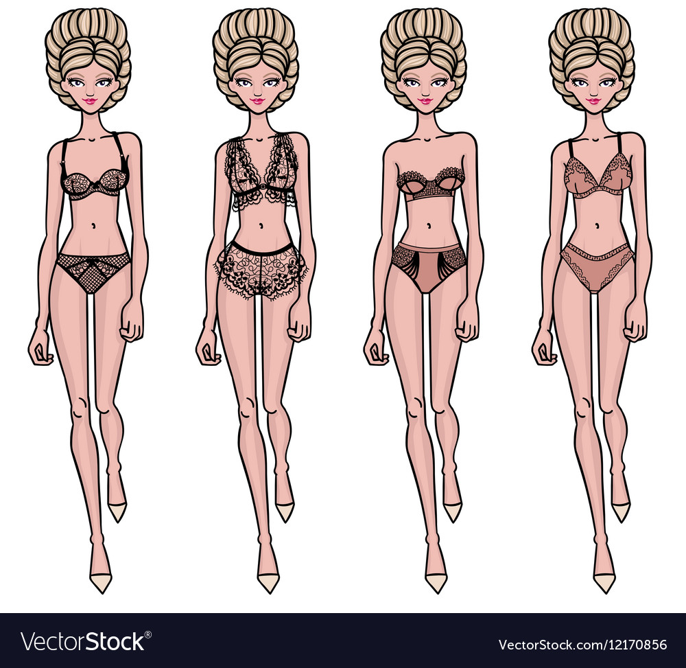 Collection Of Lingerie Panty And Bra Set Vector Image