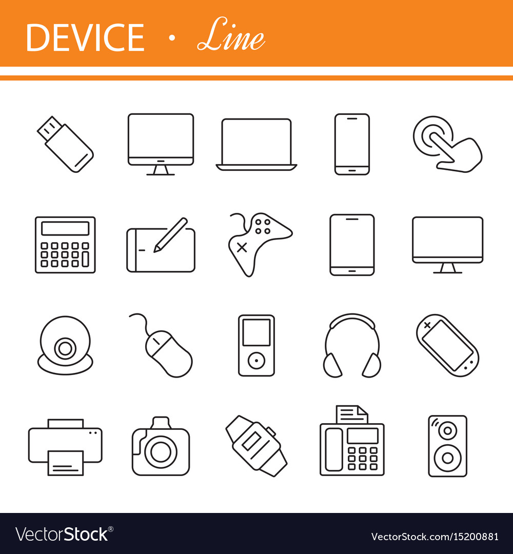 Electronic Devices Thin Line Icons Royalty Free Vector Image