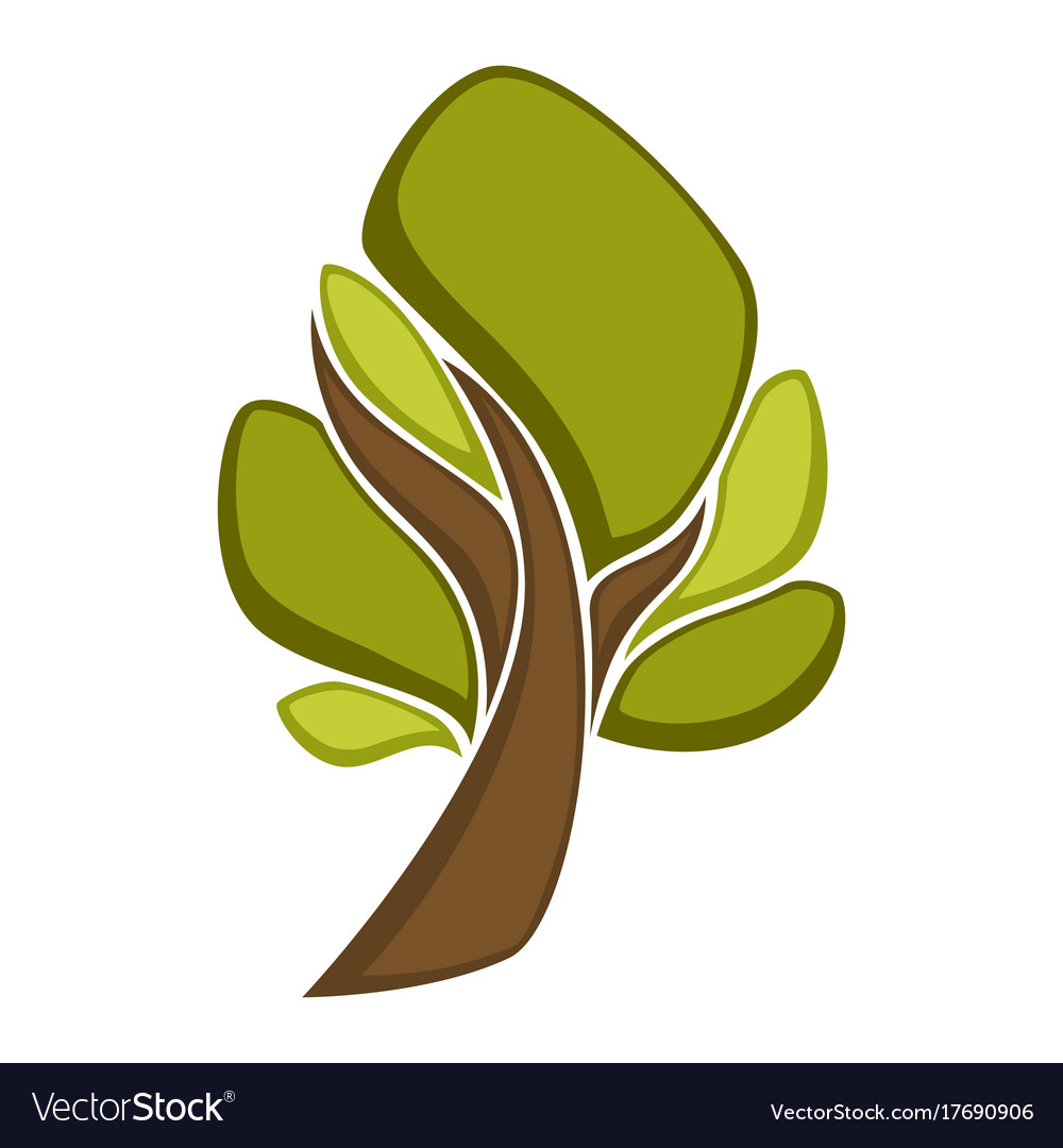 Tree With Lush Green Crown Consisted Of Pieces Vector Image