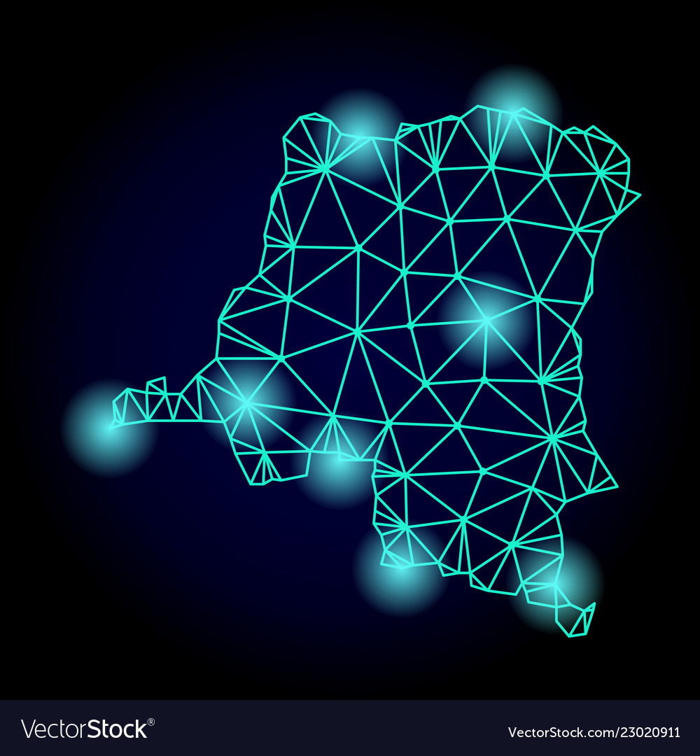 Polygonal Carcass Mesh Map Of Democratic Republic Vector Image