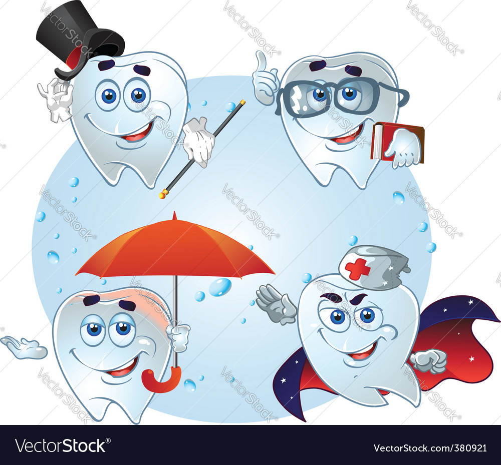 Teeth Cartoon Characters Royalty Free Vector Image