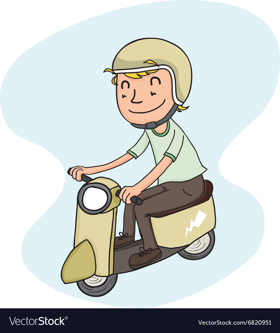 Man Riding Scooter Royalty Free Vector Image VectorStock