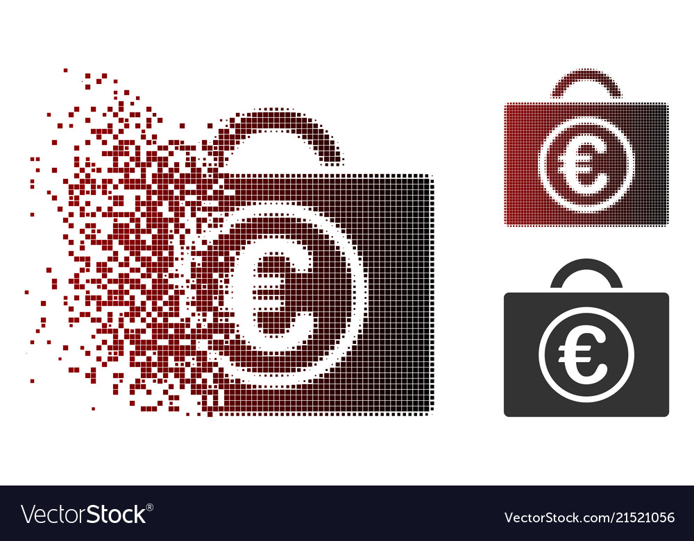 Dissolving Pixel Halftone Euro Baggage Icon Vector Image