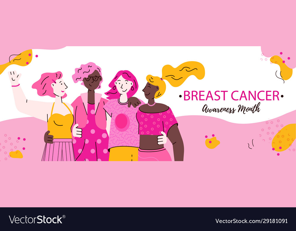 Breast Cancer Awareness Banner With Women Vector Image