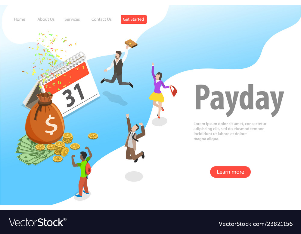 Flat Isometric Landing Page Template Of Royalty Free Vector