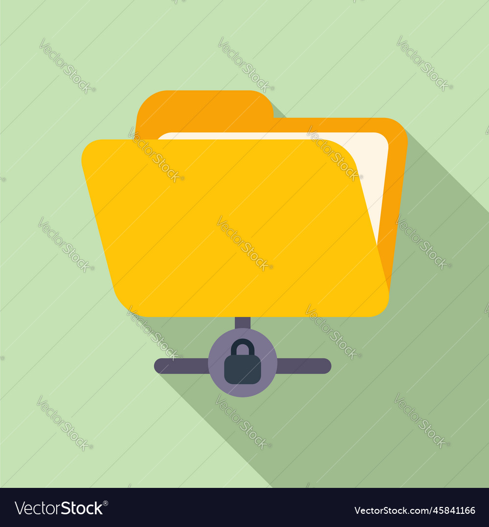 Network Folder Password Protection Icon Flat Vector Image