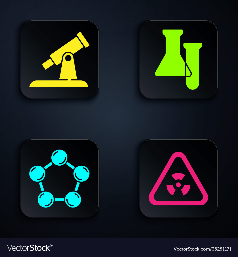 Set Triangle With Radiation Telescope Molecule Vector Image