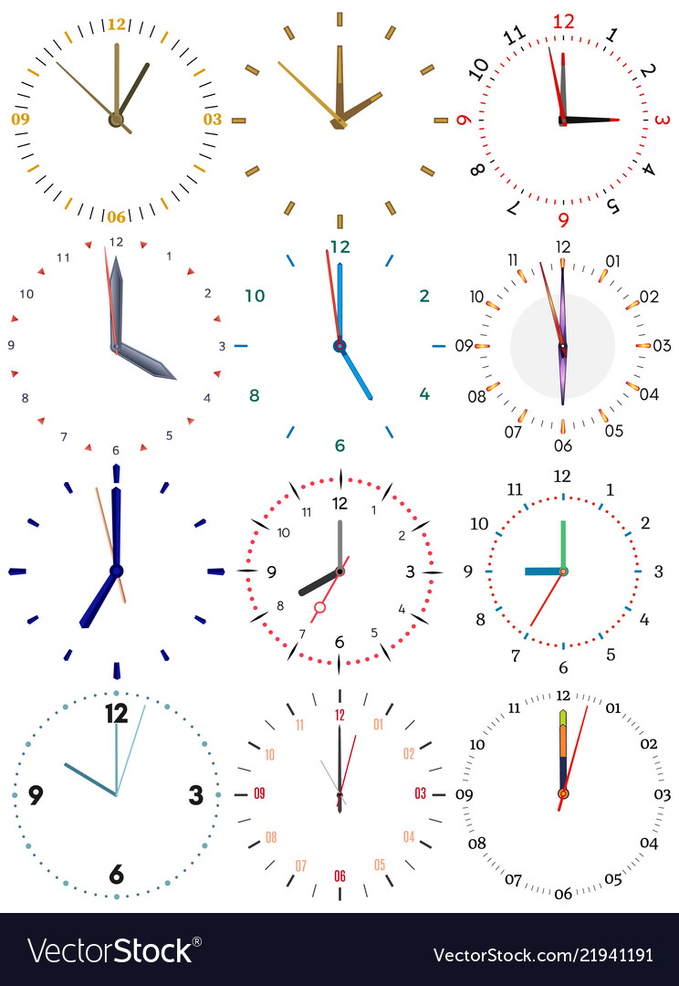 A Set Of Different Mechanical Clocks Royalty Free Vector