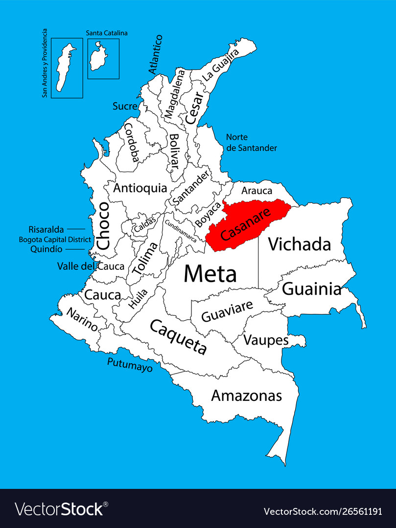 Map Region Casanare Colombia Province Royalty Free Vector