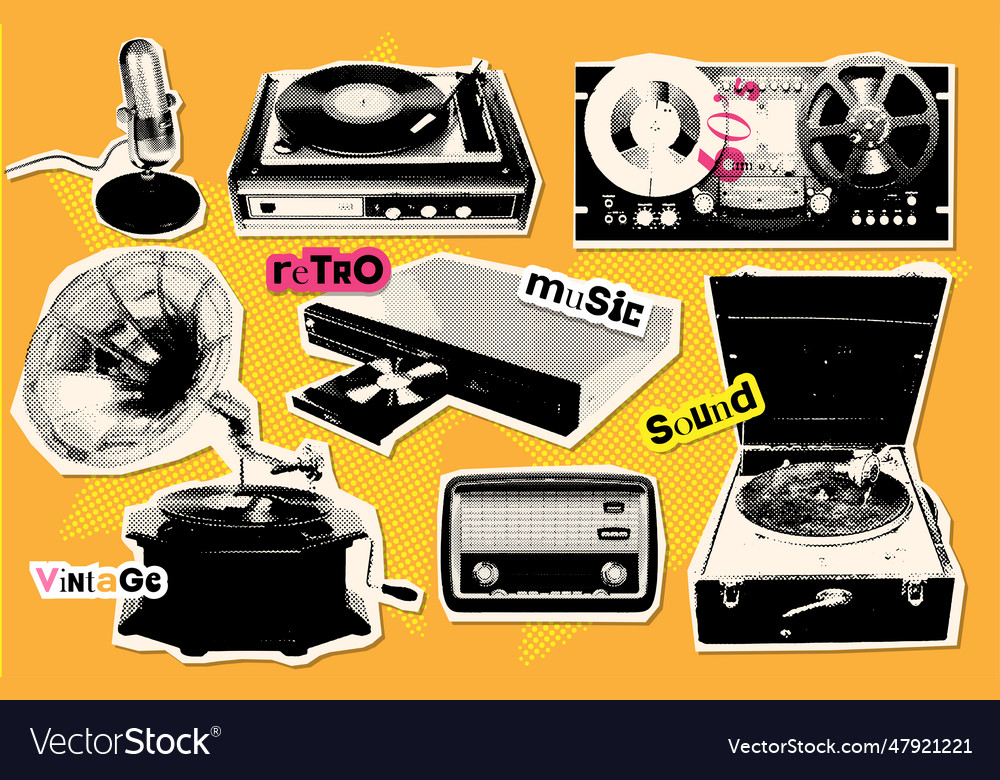 Evolution Of Music Players Gramophone Royalty Free Vector