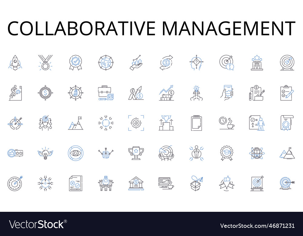 Collaborative Management Line Icons Collection Vector Image