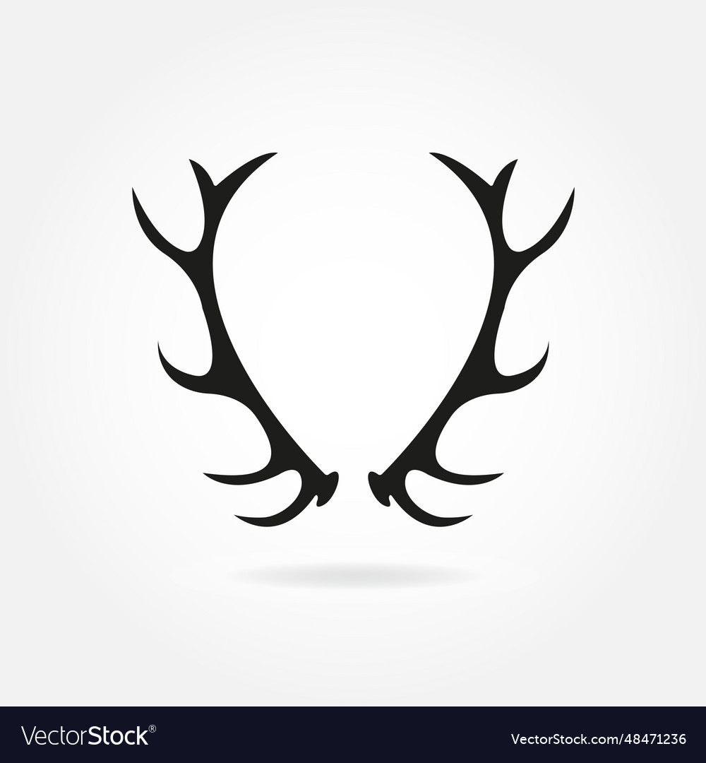 Deer Antlers Horns Icon Black Silhouette Vector Image