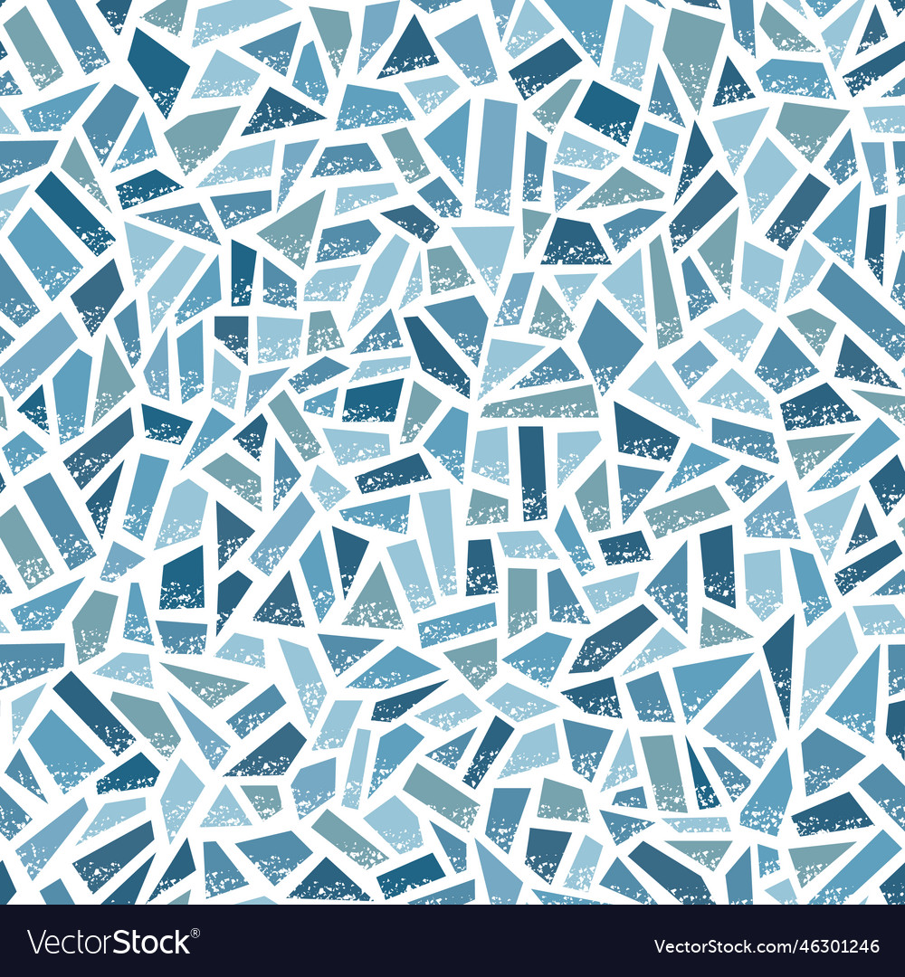 Seamless Pattern Blue Clay Broken Mosaic Vector Image