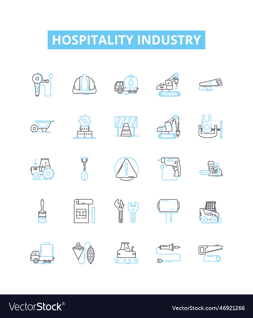 Hospitality Industry Line Icons Set Royalty Free Vector