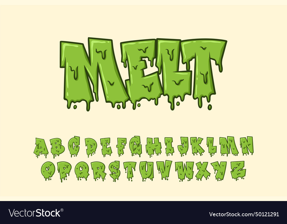 Alphabet Graffiti Fat Melt Typeset Cartoon Vector Image