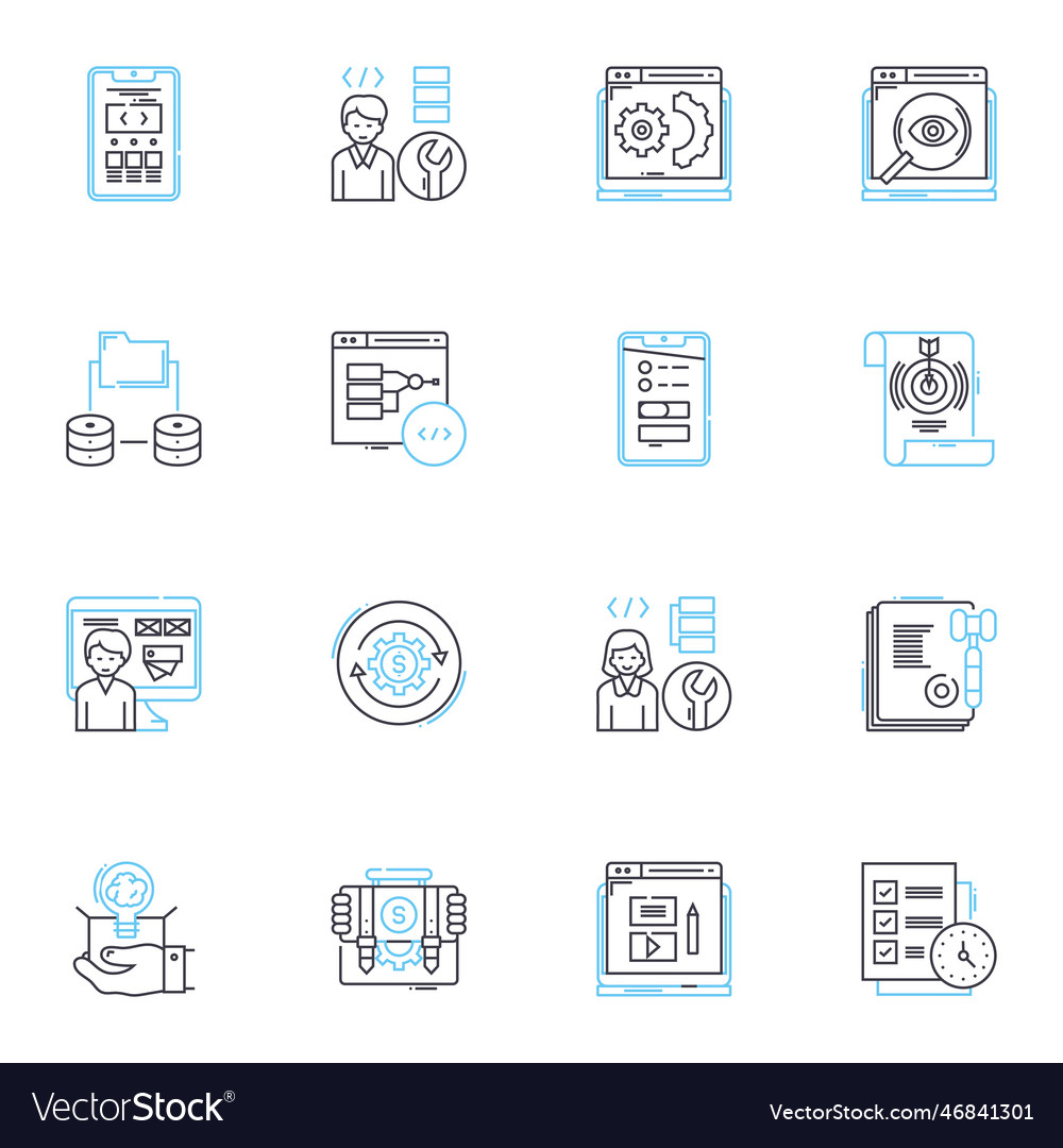 Financial Management Linear Icons Set Budgeting Vector Image